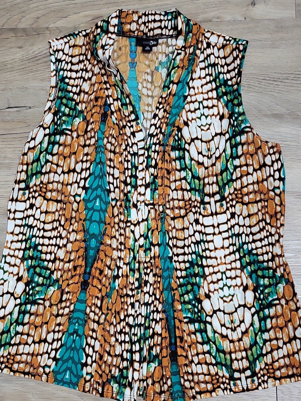East 5th Teal Brown White Patterned Sleeveless Camisole